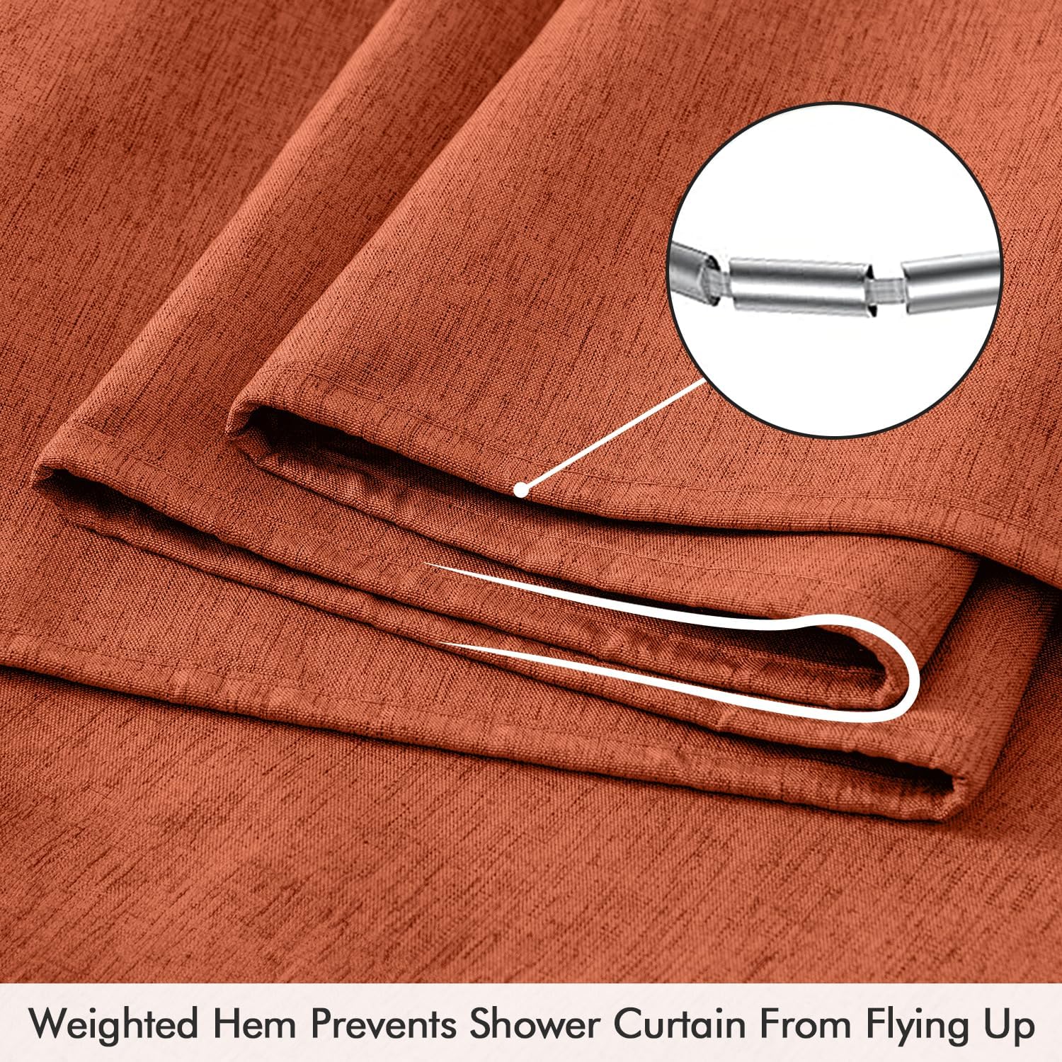 ANRODUO Extra Long Terracotta Shower Curtain Set