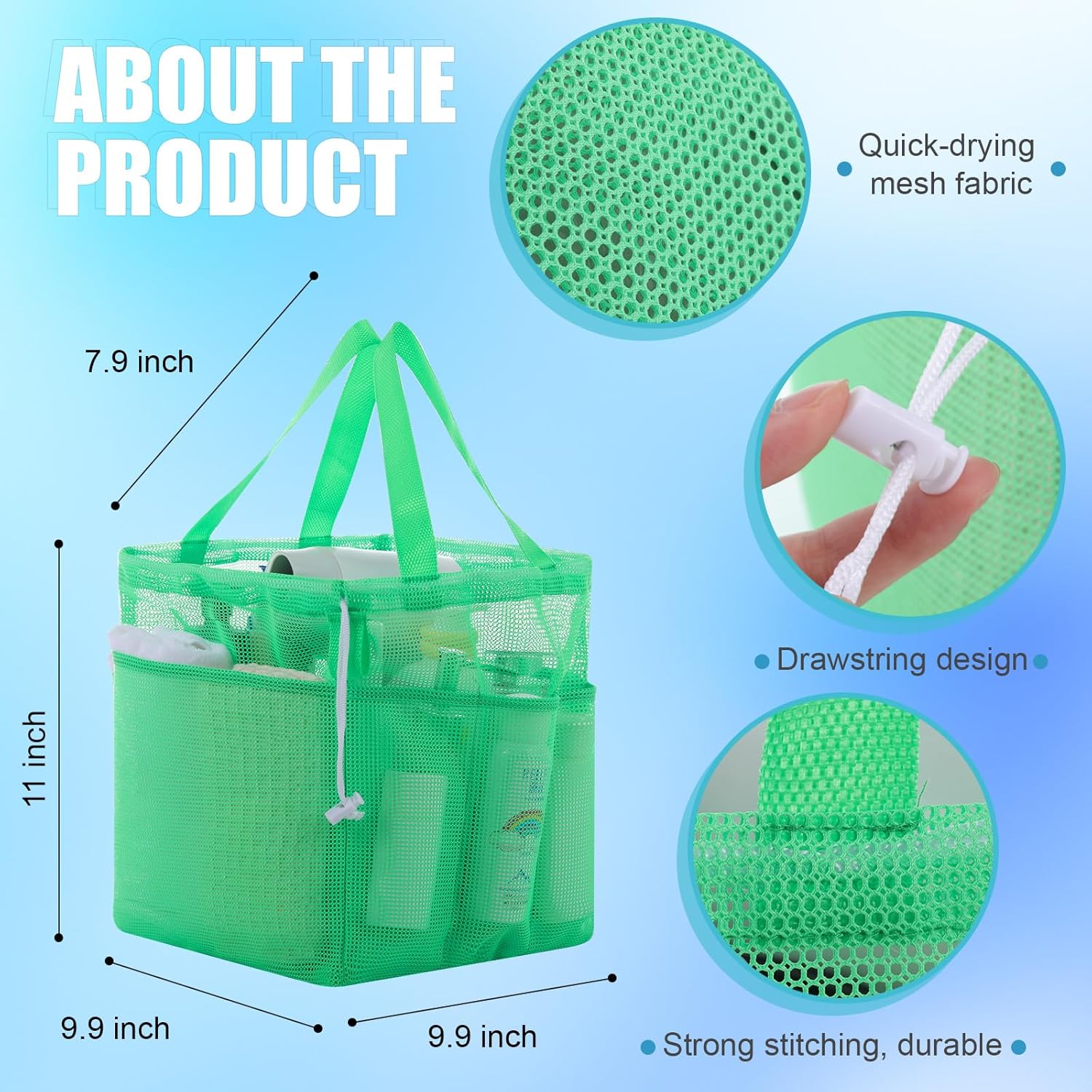 Talltalk 6-Pack Mesh Shower Caddy with 8 Pockets