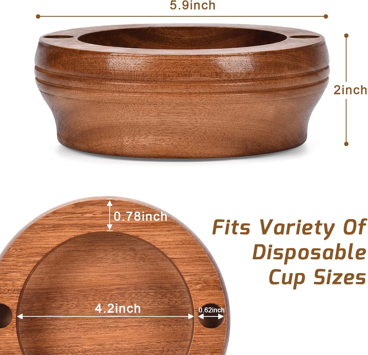 Wooden Cup Holder with Marker Slot - Walnut Design