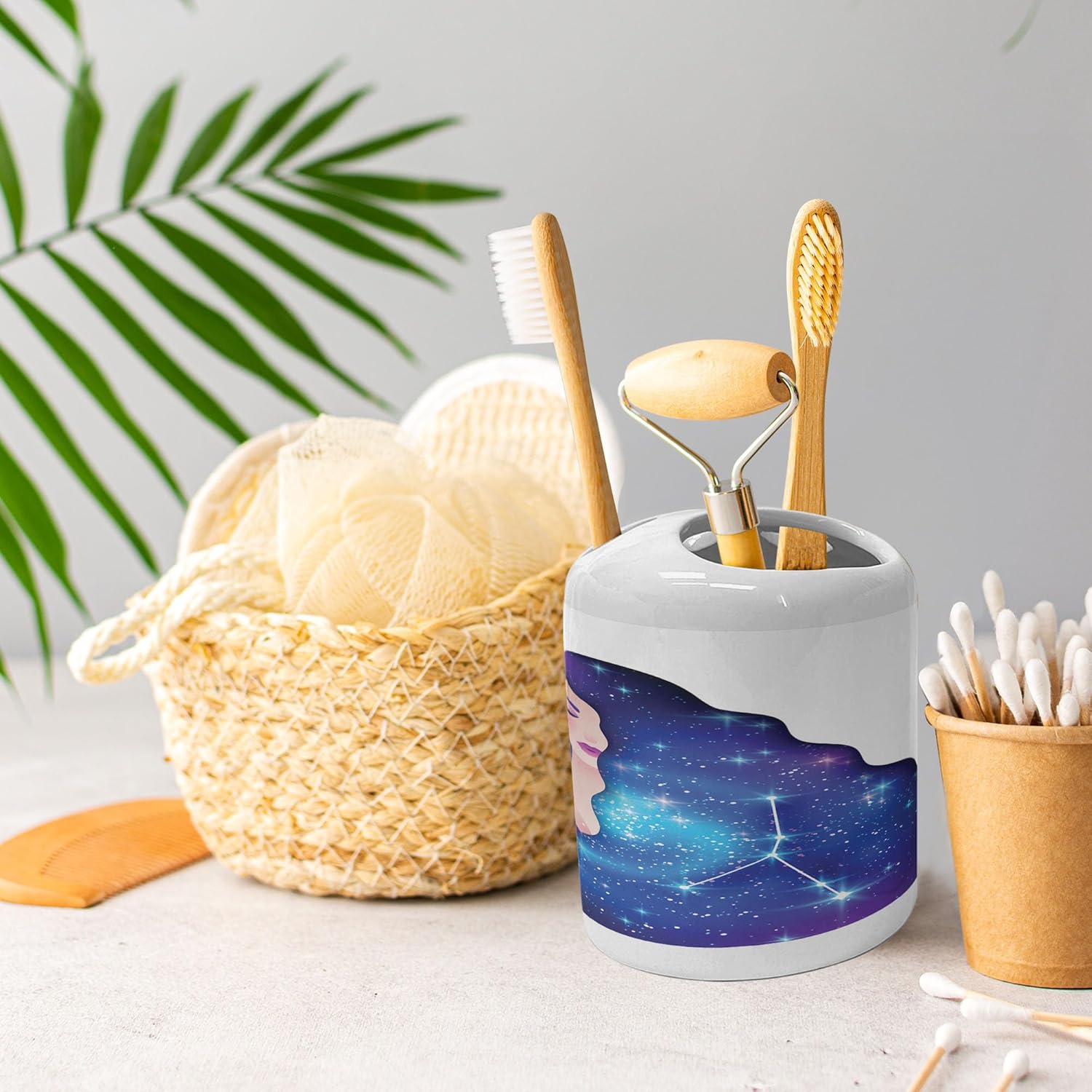 Ambesonne Celestial Bathroom Accessory Set with Cancer Zodiac