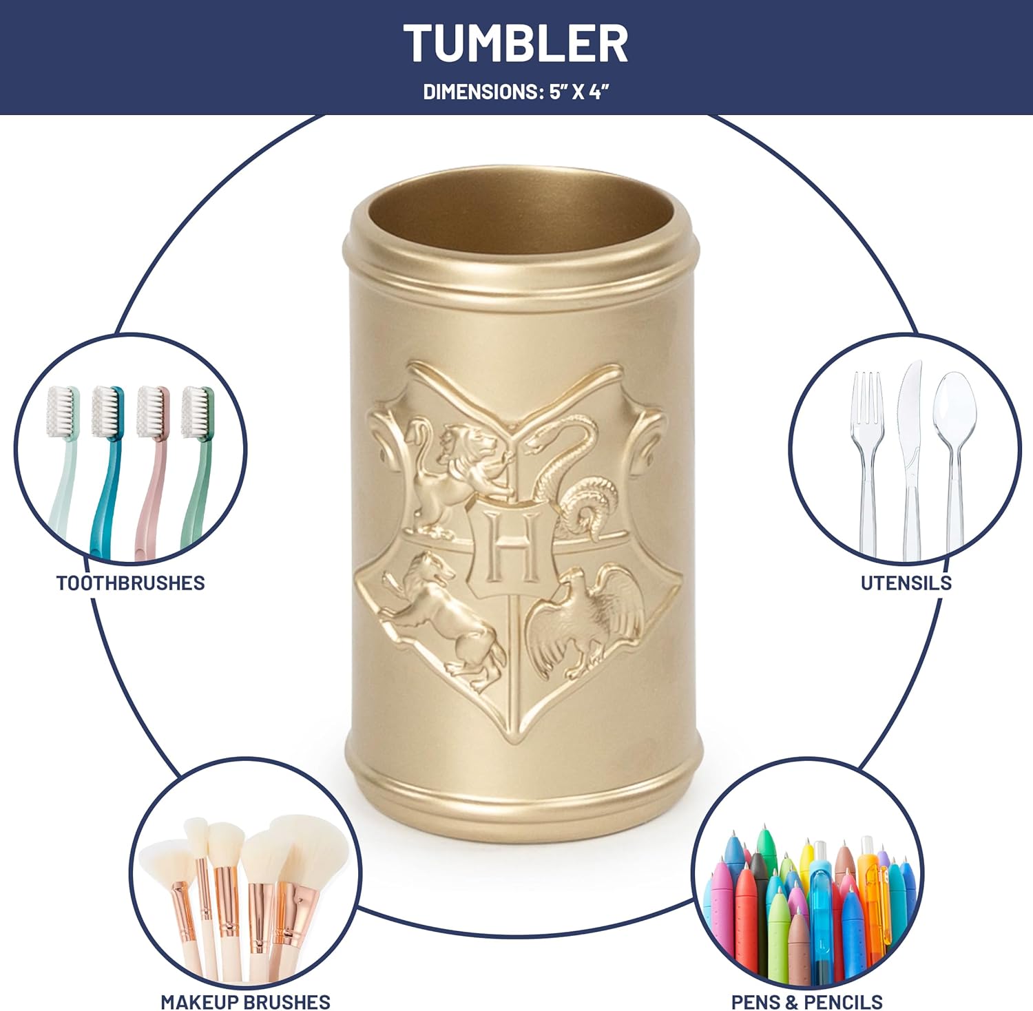 Harry Potter Bath Soap Dispenser Set - 2 Piece Gold Hogwarts Crest