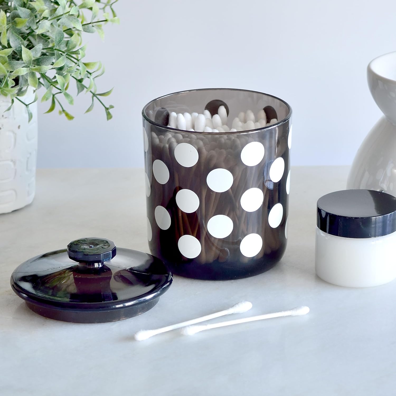 Youngever Plastic Apothecary Jars with Polka Dot Design 2 Sets 15 Ounce