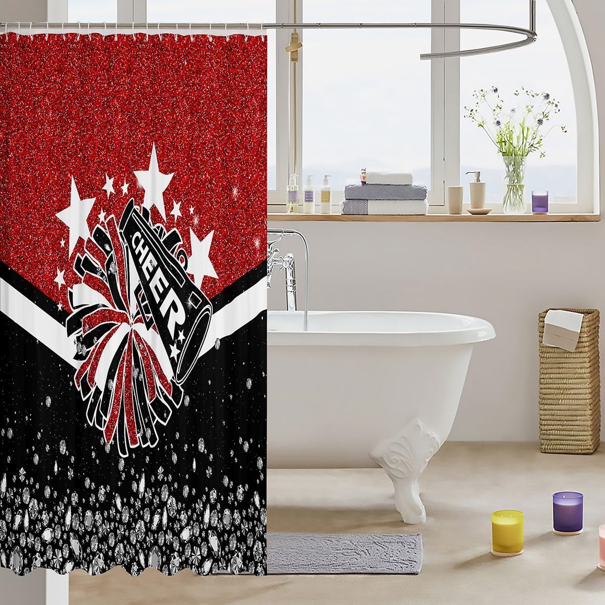 Erosebridal Cute Cheerleader Shower Curtain Set 1