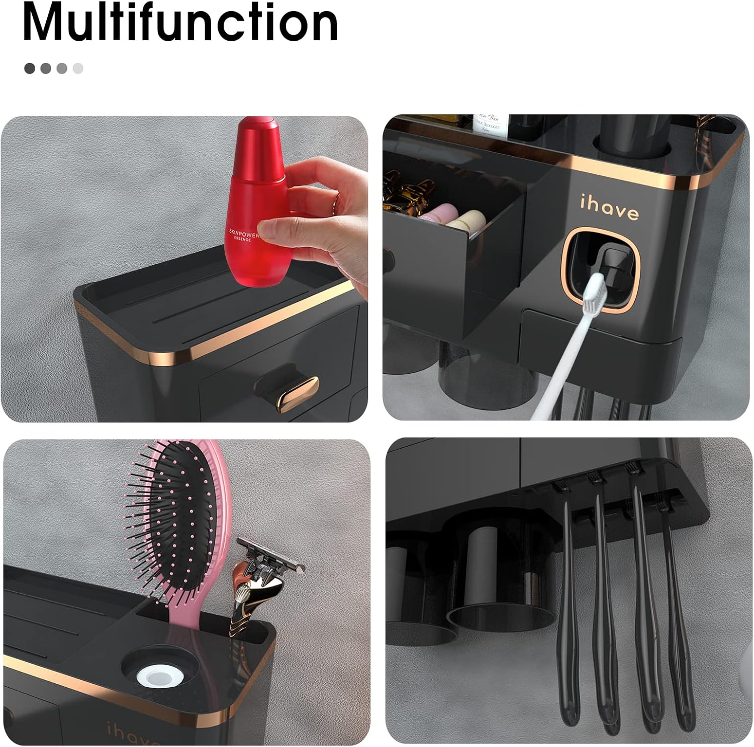 iHave Wall Toothbrush Holder with Dispenser