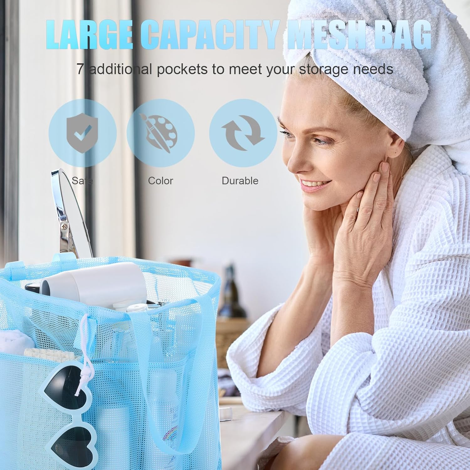 Talltalk 6-Pack Mesh Shower Caddy with 8 Pockets