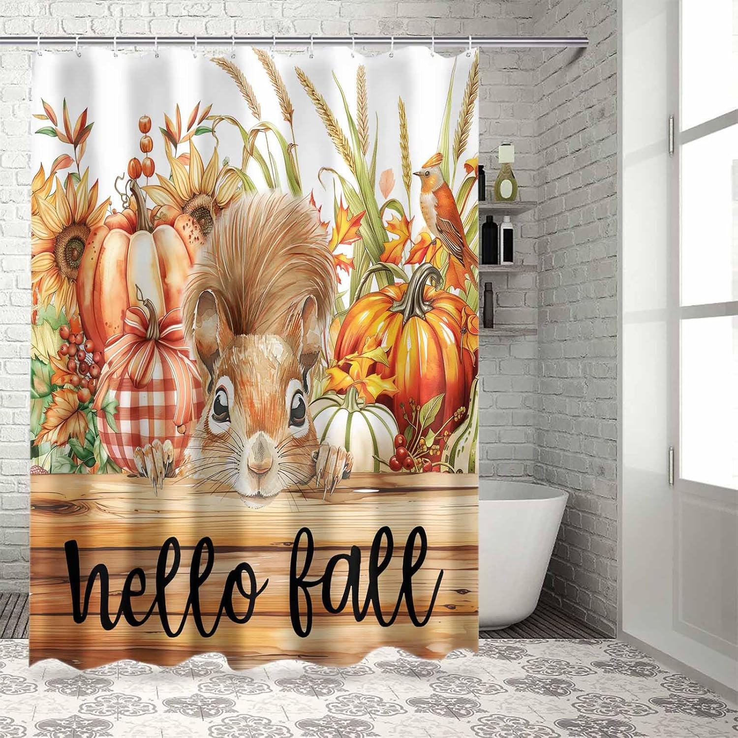 Funnywall88 72 Inches Fall Harvest Shower Curtain Set
