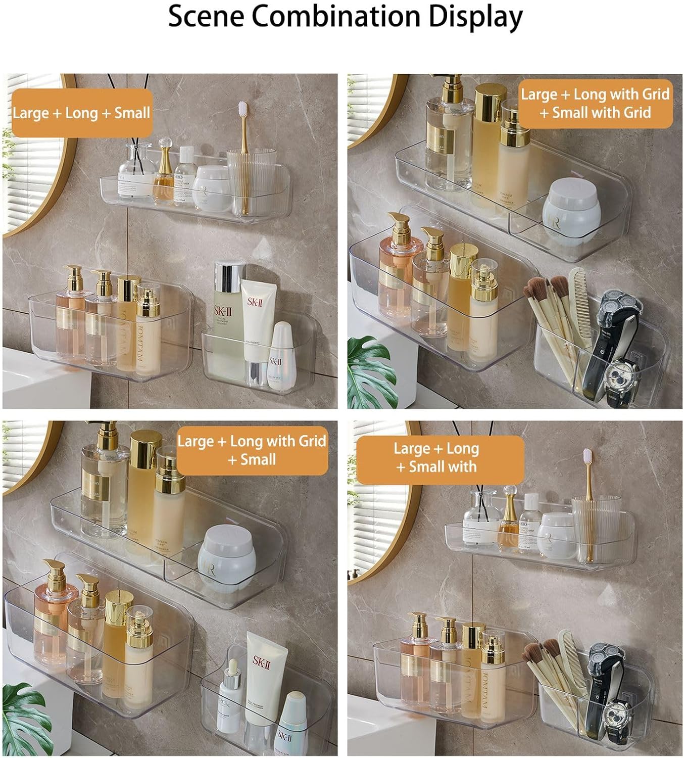 Jokvaex 1 Pack Clear Shower Caddy Shelf