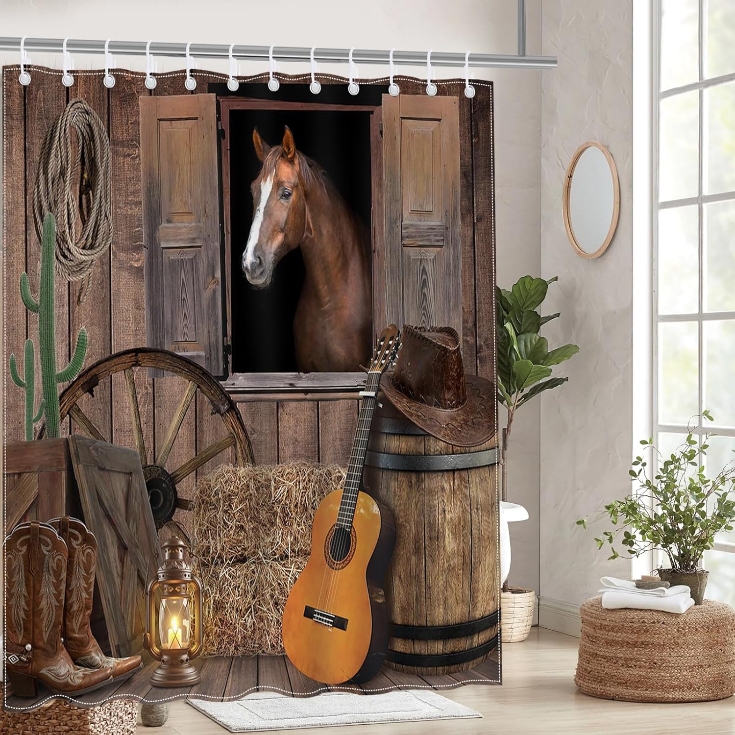 Mocsicka Western Cowboy Shower Curtain 72x72 Inch with 12 Hooks
