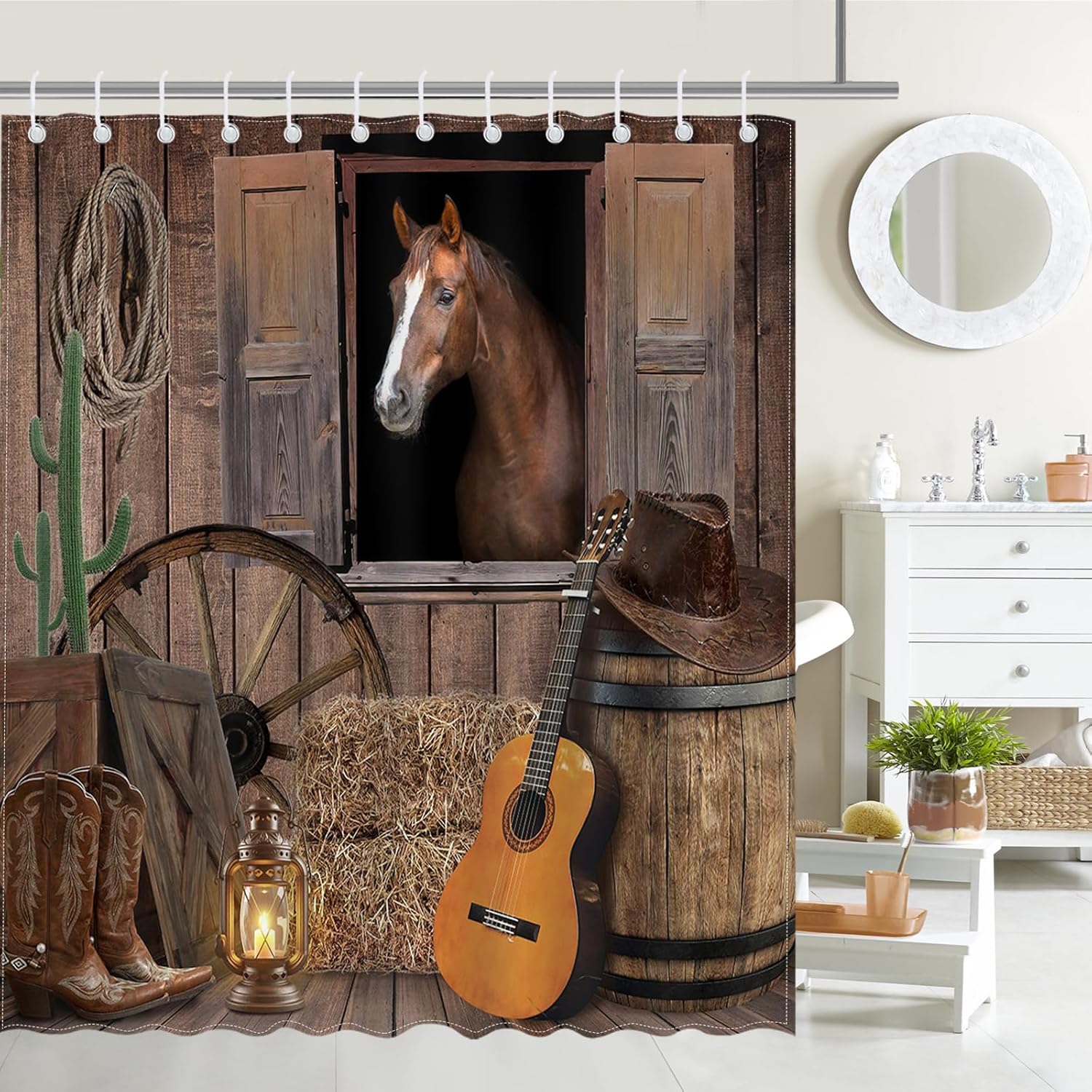 Mocsicka Western Cowboy Shower Curtain 72x72 Inch with 12 Hooks