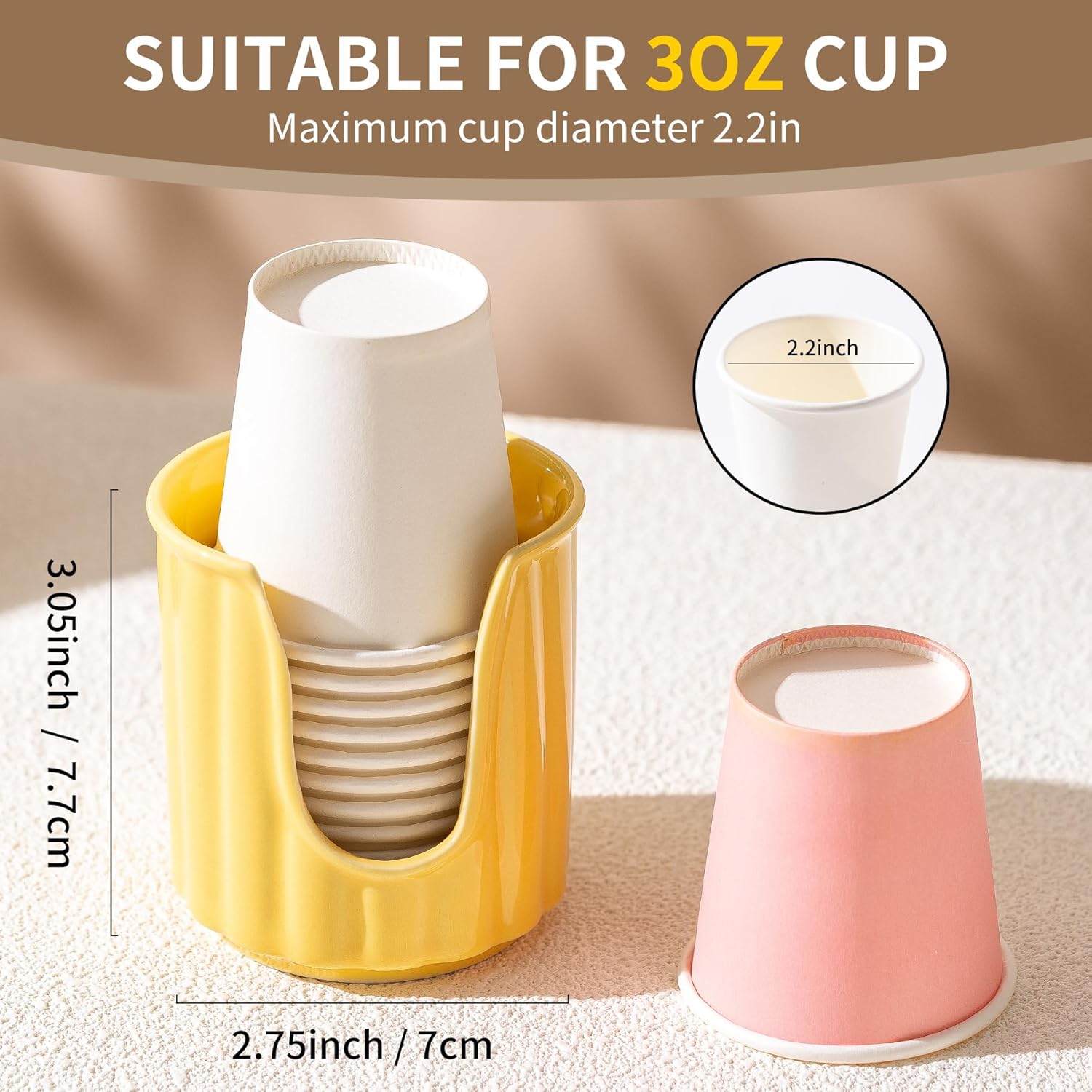 TANEW Ceramic Cup Dispenser with Vertical Stripes - 3oz Dixiee Holder