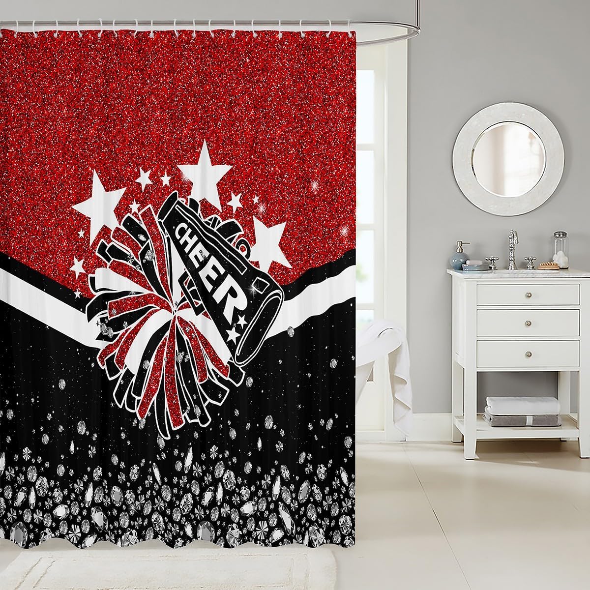 Erosebridal Cute Cheerleader Shower Curtain Set 1