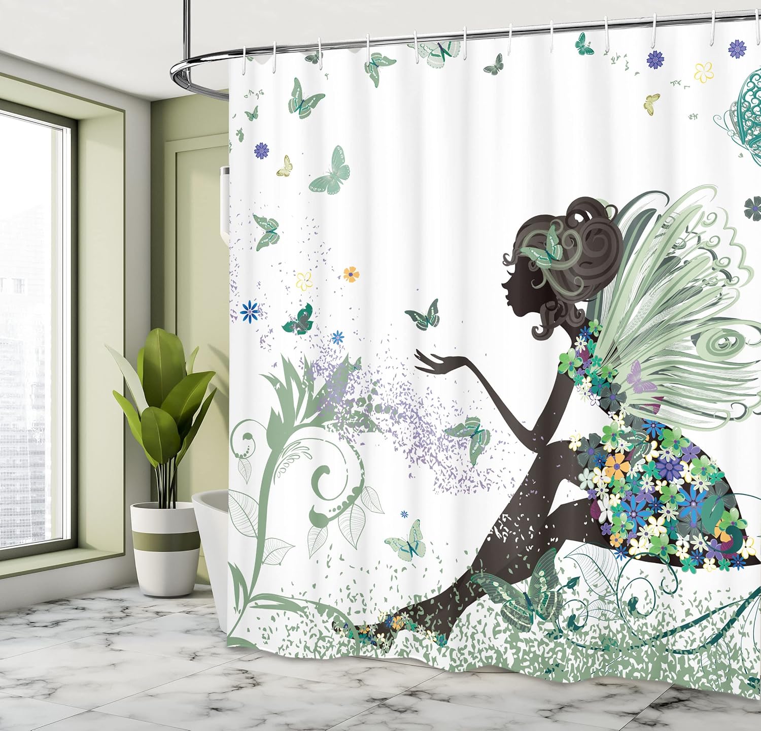 Ambesonne Fantasy Shower Curtain with 12 Hooks